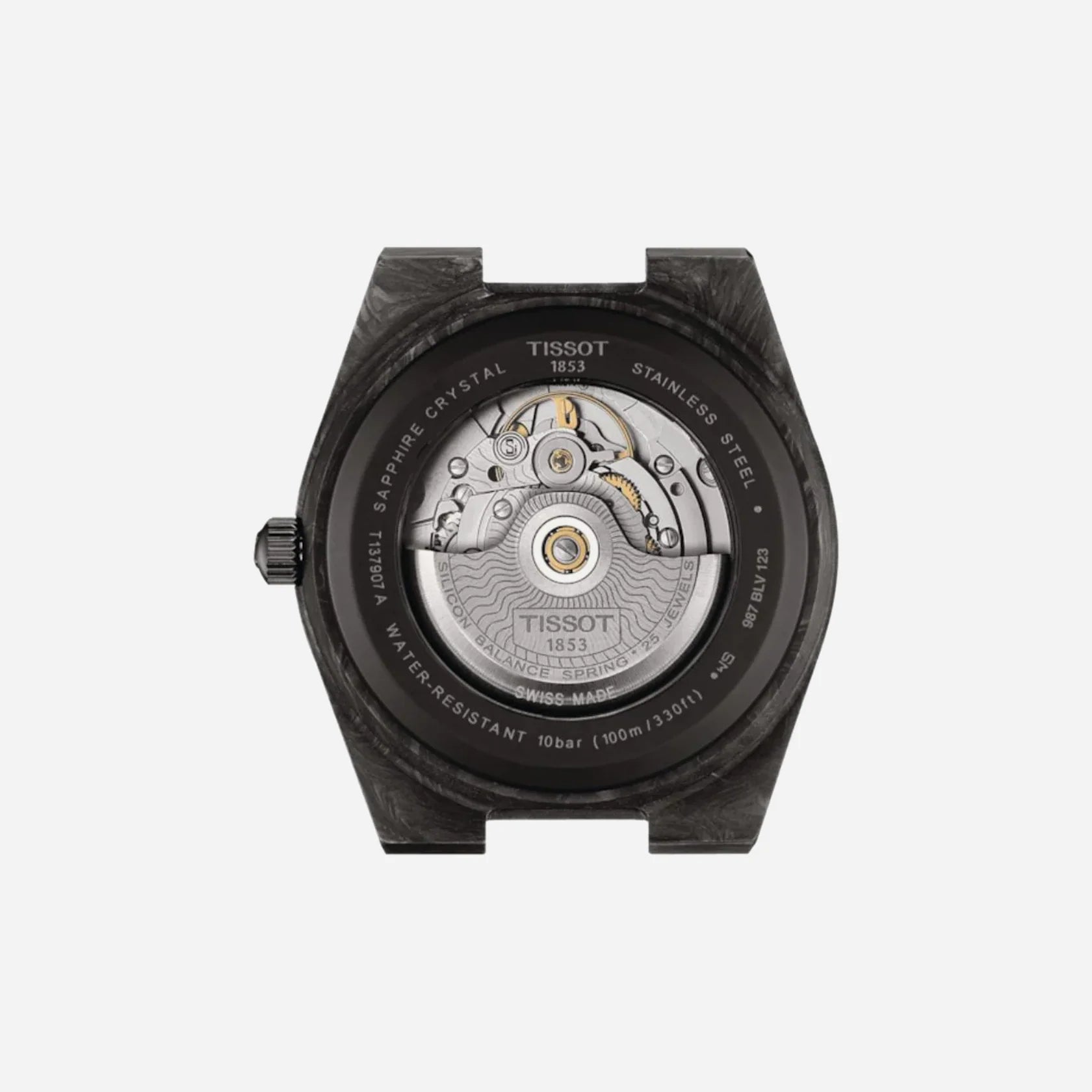 Tissot PRX Powermatic 80 40mm Black Carbon Dial Rubber Strap Watch