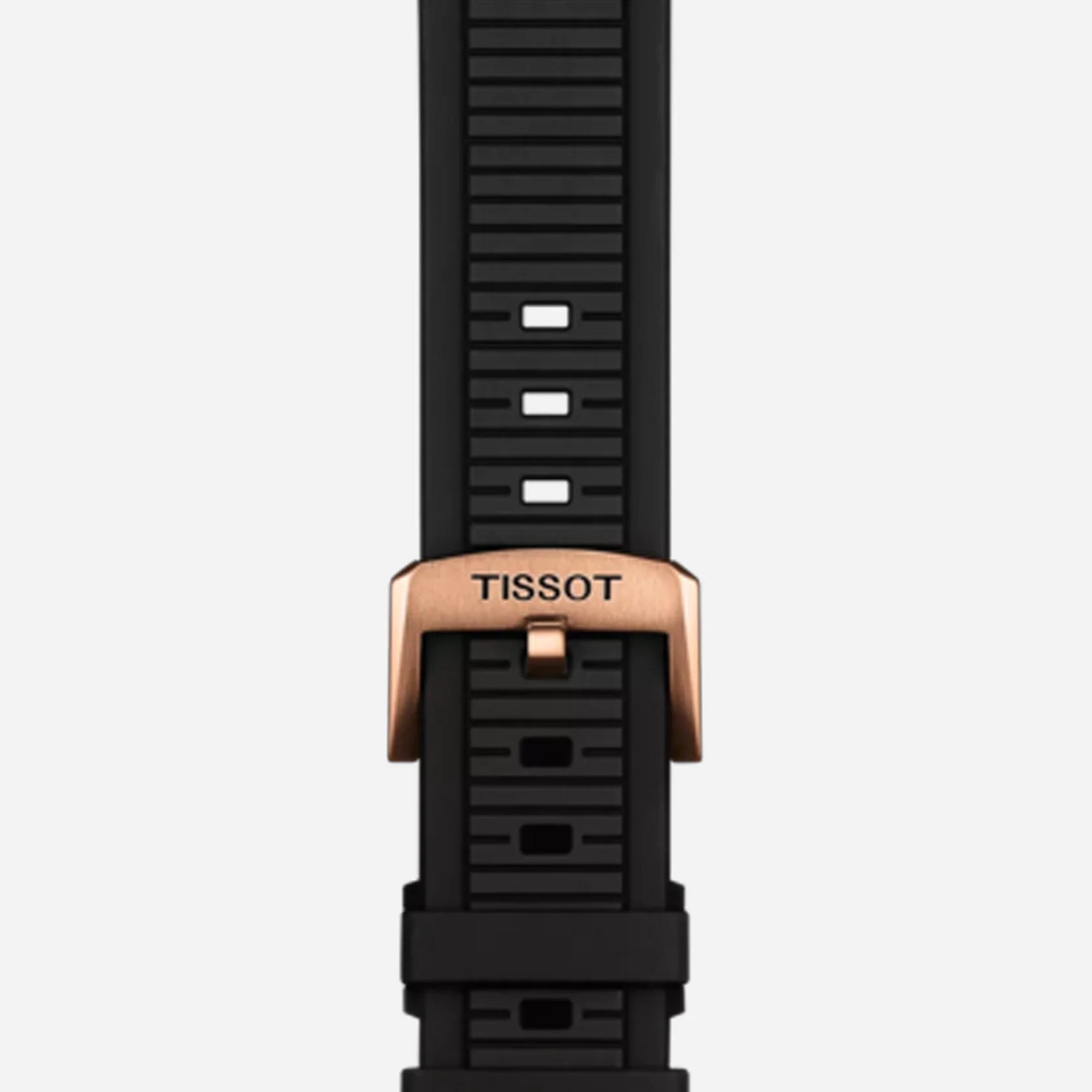 Tissot T-Race Powermatic 80 41mm Rose Gold PVD Case Black Dial Black Silicone Strap