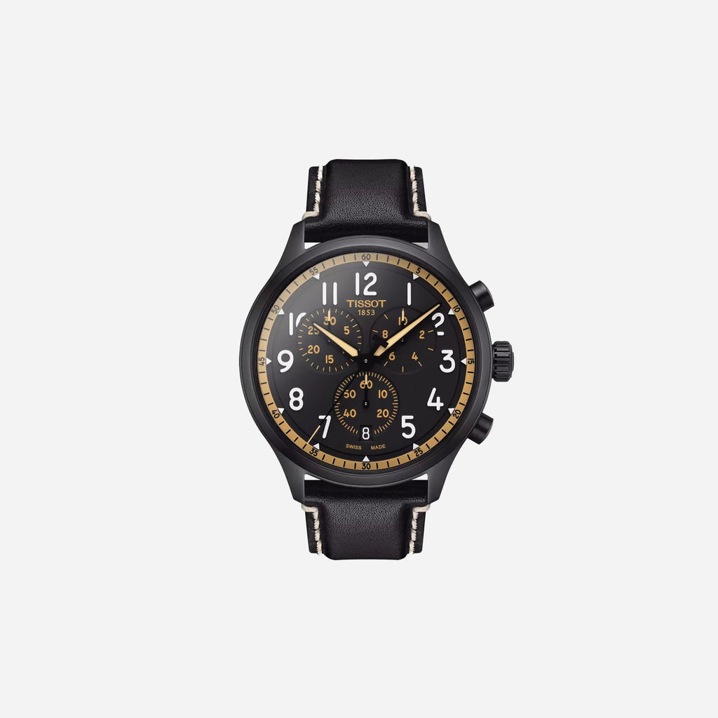 Tissot Chrono XL Vintage Black Dial Black Leather Strap 45mm