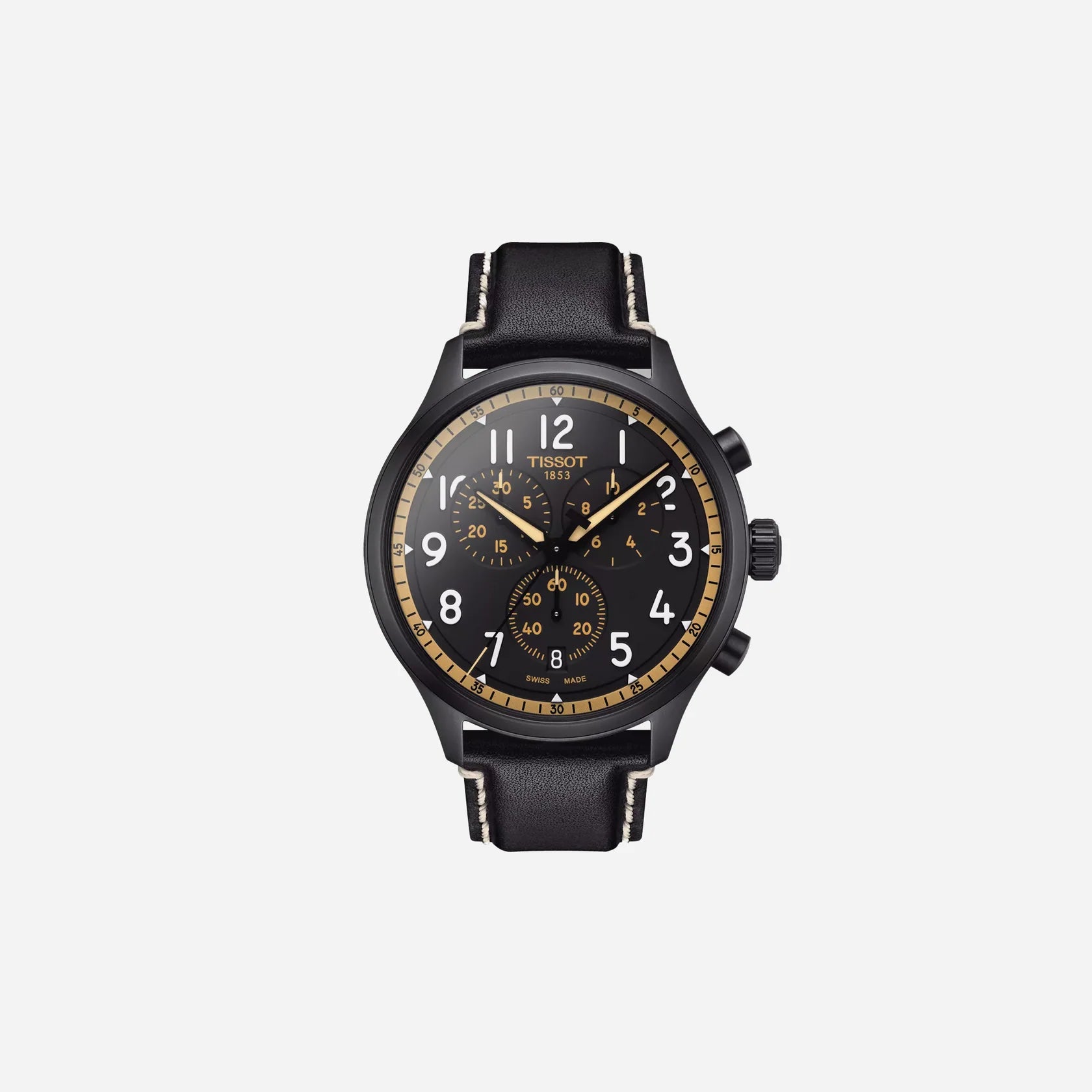 Tissot Chrono XL Vintage Black Dial Black Leather Strap 45mm