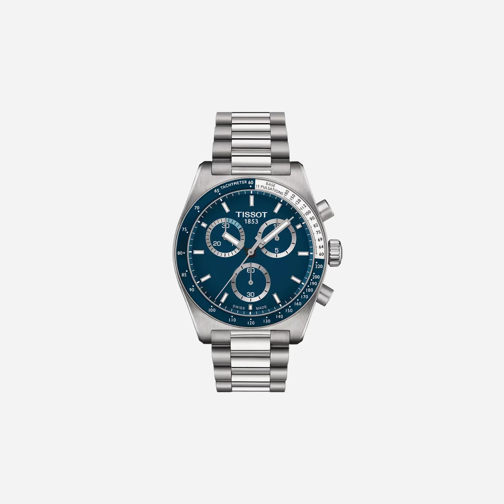 Tissot PR516 Blue Dial 42mm Grey Stainless Steel Quartz Chronograph Watch