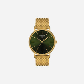 Tissot Everytime Green Dial 40mm Yellow Gold PVD Stainless Steel Bracelet Quartz Watch