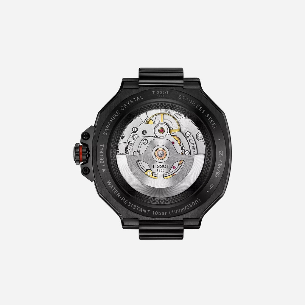 Tissot T-Race Powermatic 80 Automatic 41mm - Black PVD Case, Black Dial with Red Accents, Black Rubber Strap