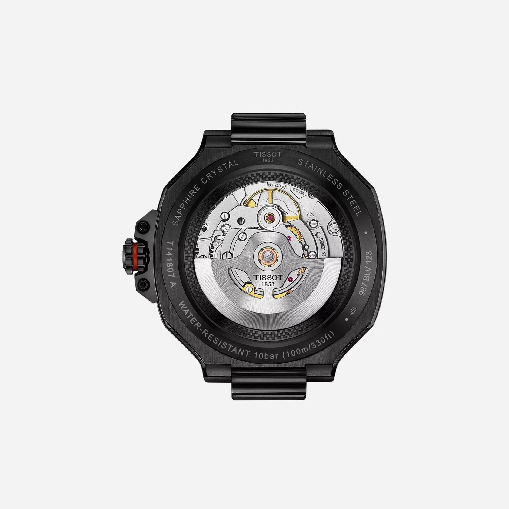 Tissot T-Race Powermatic 80 Automatic 41mm - Black PVD Case, Black Dial with Red Accents, Black Rubber Strap