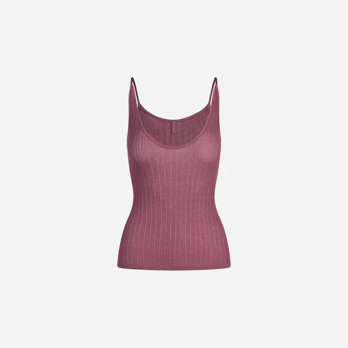 SKIMS Sheer Knit Plunge Tank Beet