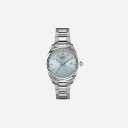 Tissot PR 100 Quartz Ice Blue Dial 34mm Grey Stainless Steel Bracelet Watch