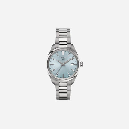 Tissot PR 100 Quartz Ice Blue Dial 34mm Grey Stainless Steel Bracelet Watch