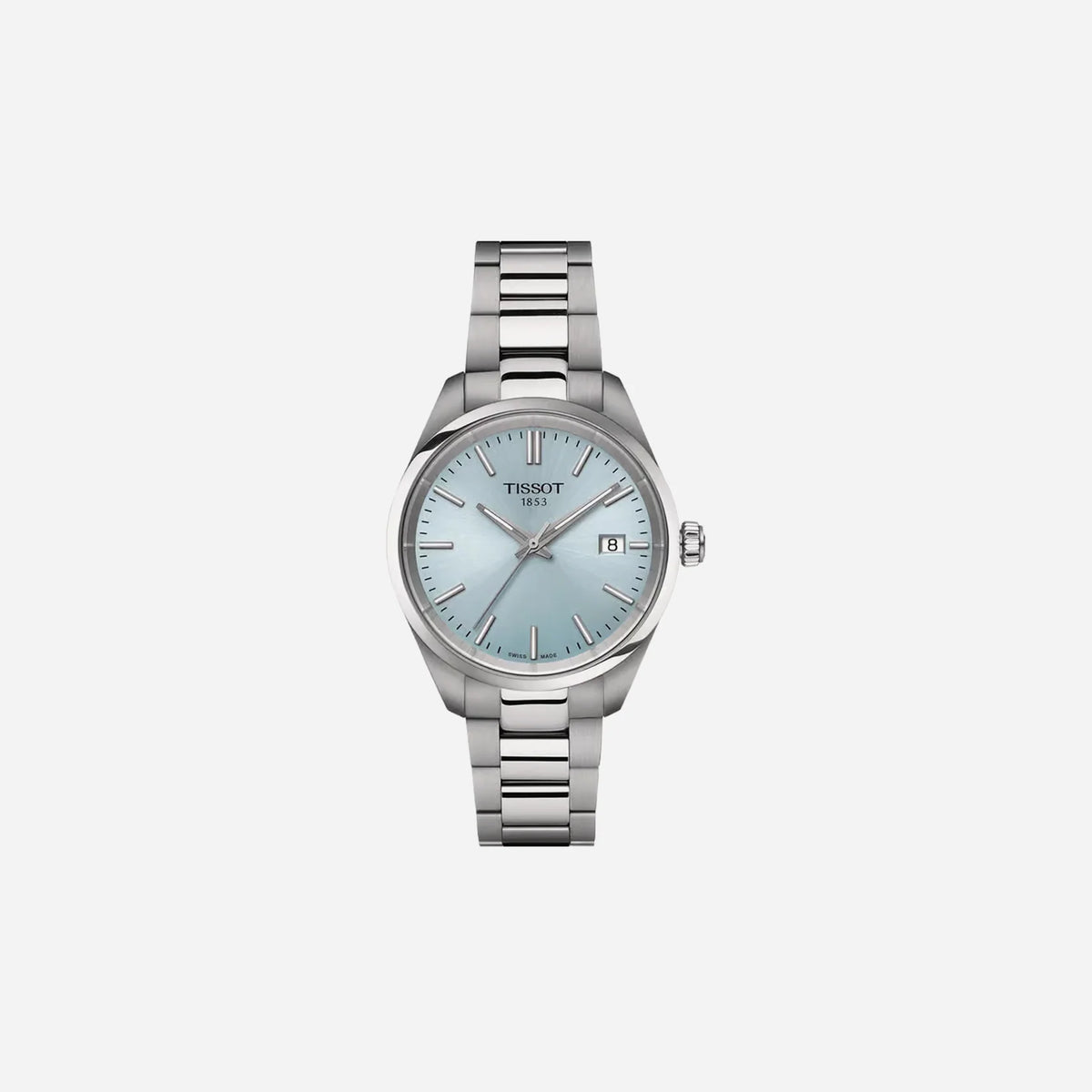 Tissot PR 100 Quartz Ice Blue Dial 34mm Grey Stainless Steel Bracelet Watch