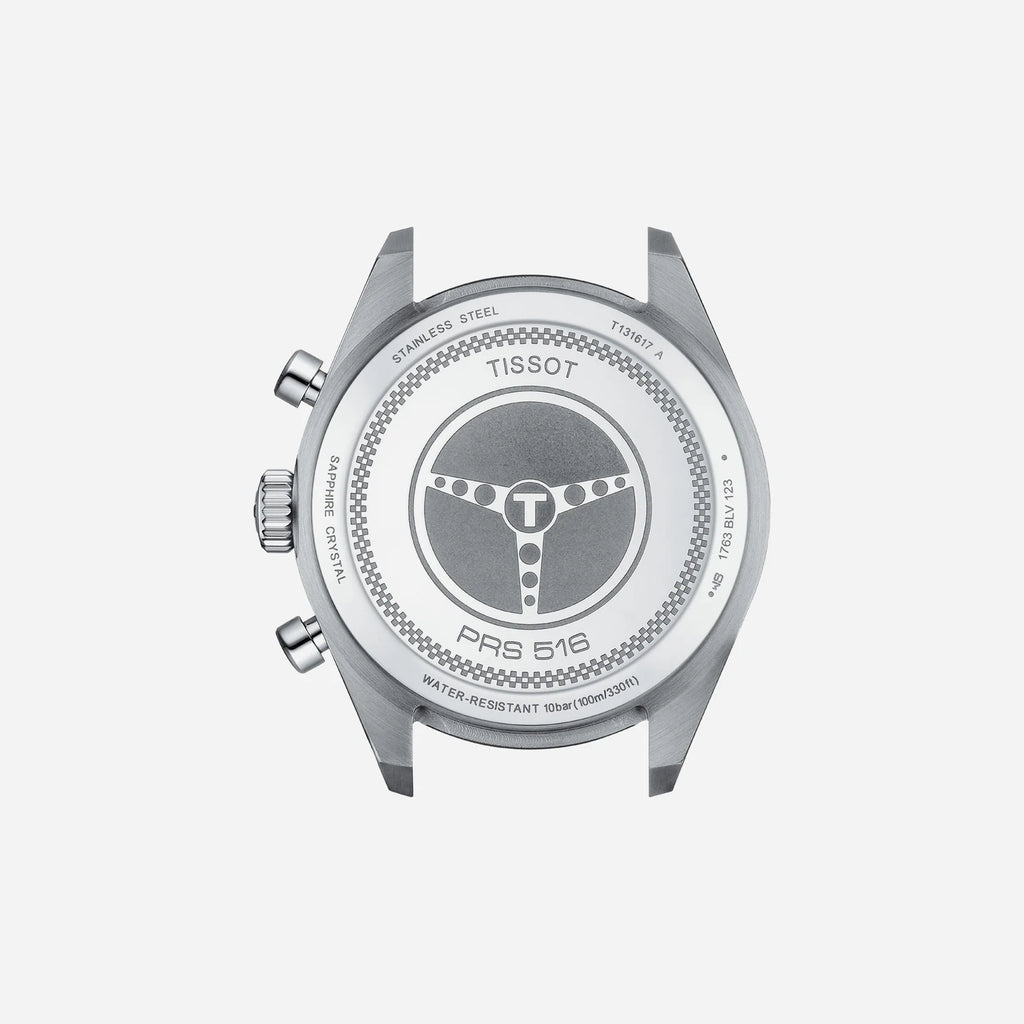 Tissot PRS 516 Chronograph Quartz Silver Dial 45mm Leather Strap