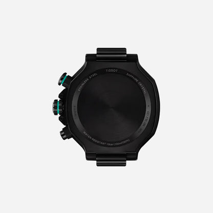 Tissot T-Race Green Silicone Strap Black Dial 45mm Quartz Chronograph Watch