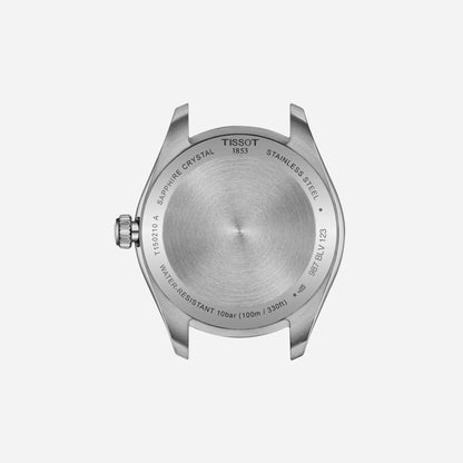 Tissot PR 100 Quartz 34mm Silver Dial Green Stainless Steel Bracelet Watch