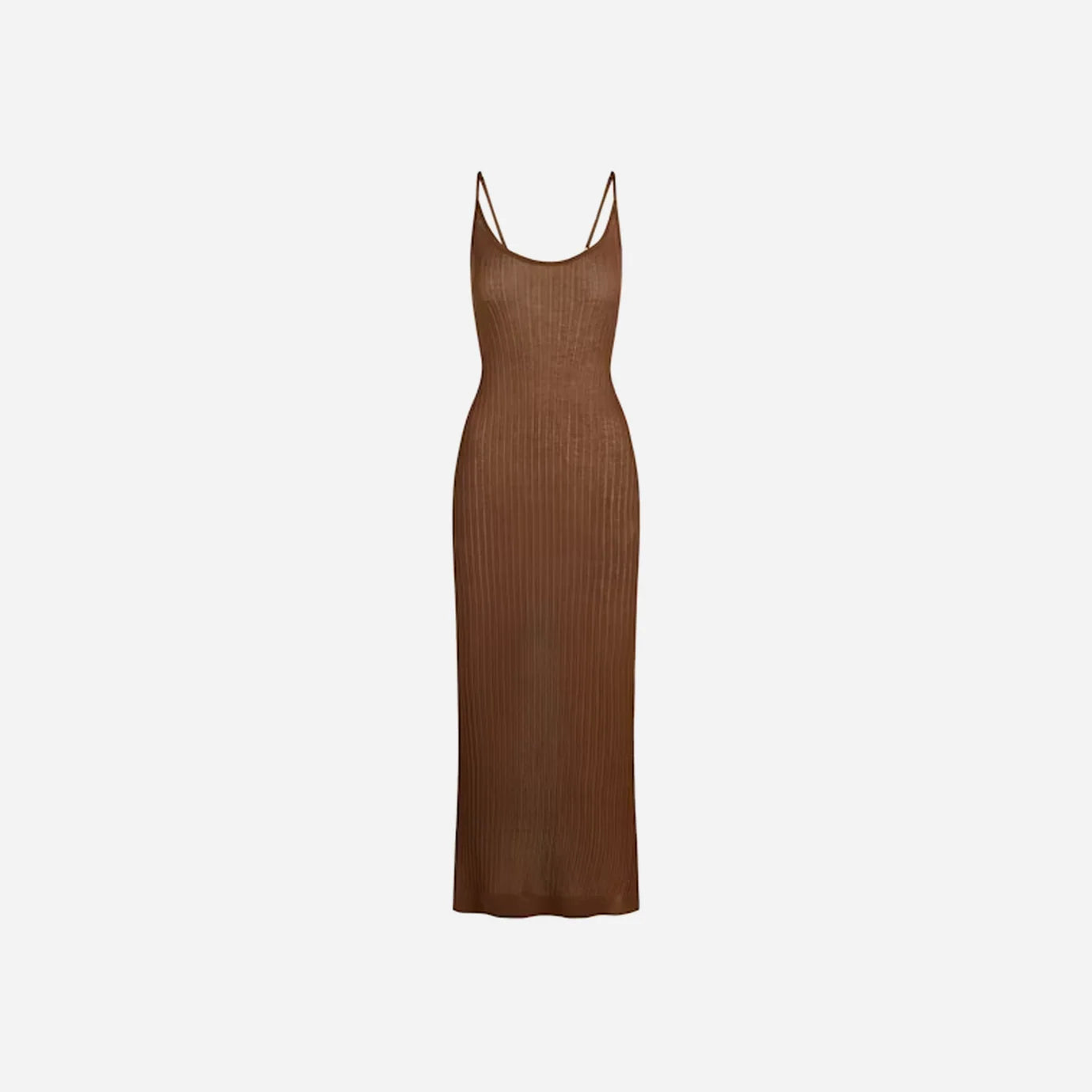 SKIMS Sheer Knit Long Cami Dress Bison