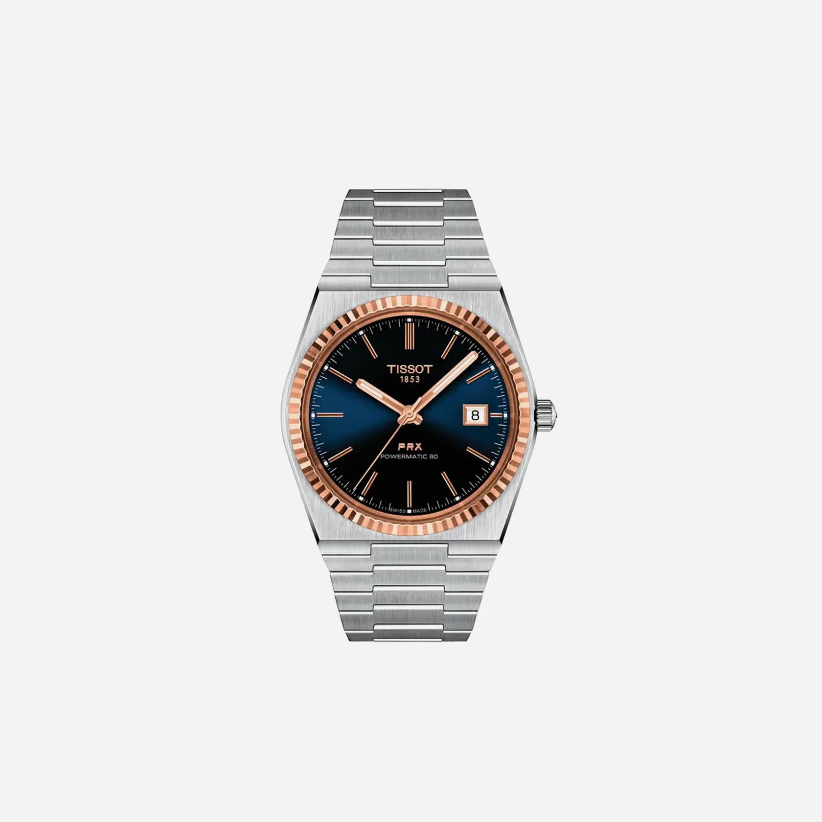 Tissot PRX Powermatic 80 40mm Graded Blue-Black Dial Grey Stainless Steel Steel & 18K Gold Bezel Automatic Watch