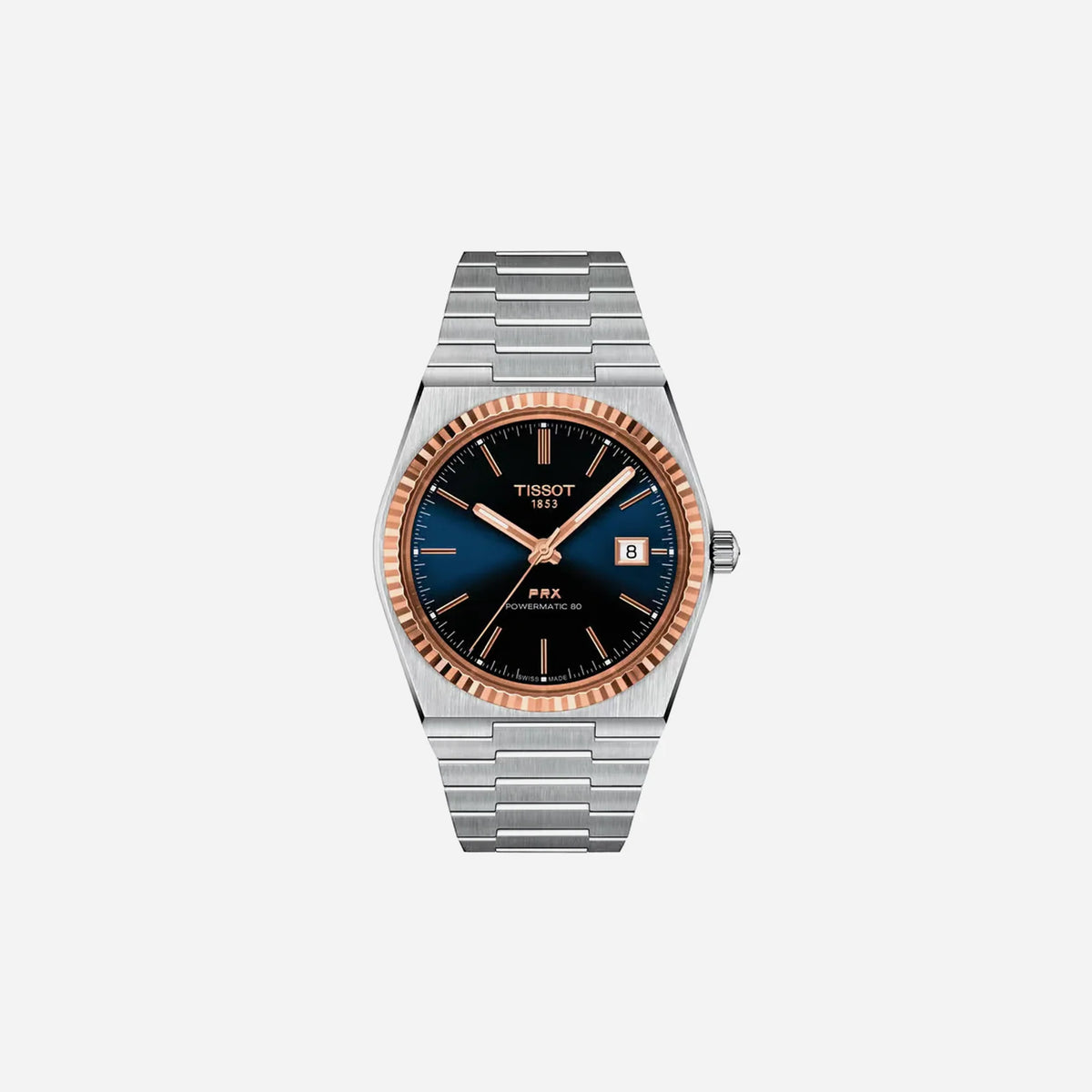 Tissot PRX Powermatic 80 40mm Graded Blue-Black Dial Grey Stainless Steel Steel & 18K Gold Bezel Automatic Watch