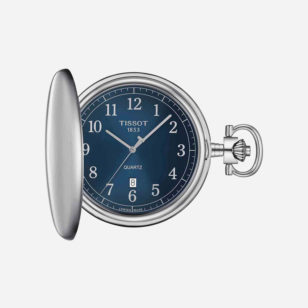 Tissot Savonnette Graded Blue-Black Dial 48.5mm Stainless Steel Pocket Watch