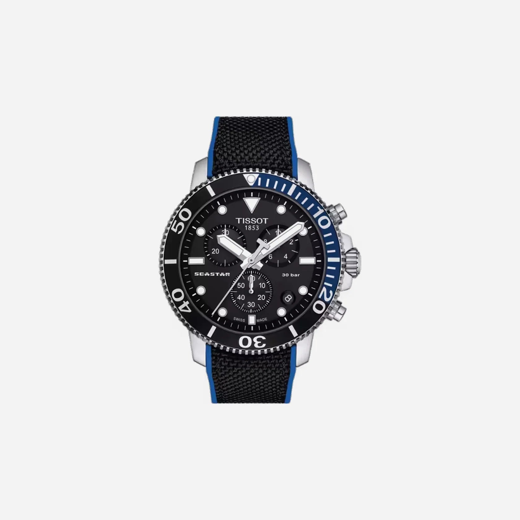 Tissot Seastar 1000 Chronograph Black Dial Fabric Strap 45.5mm