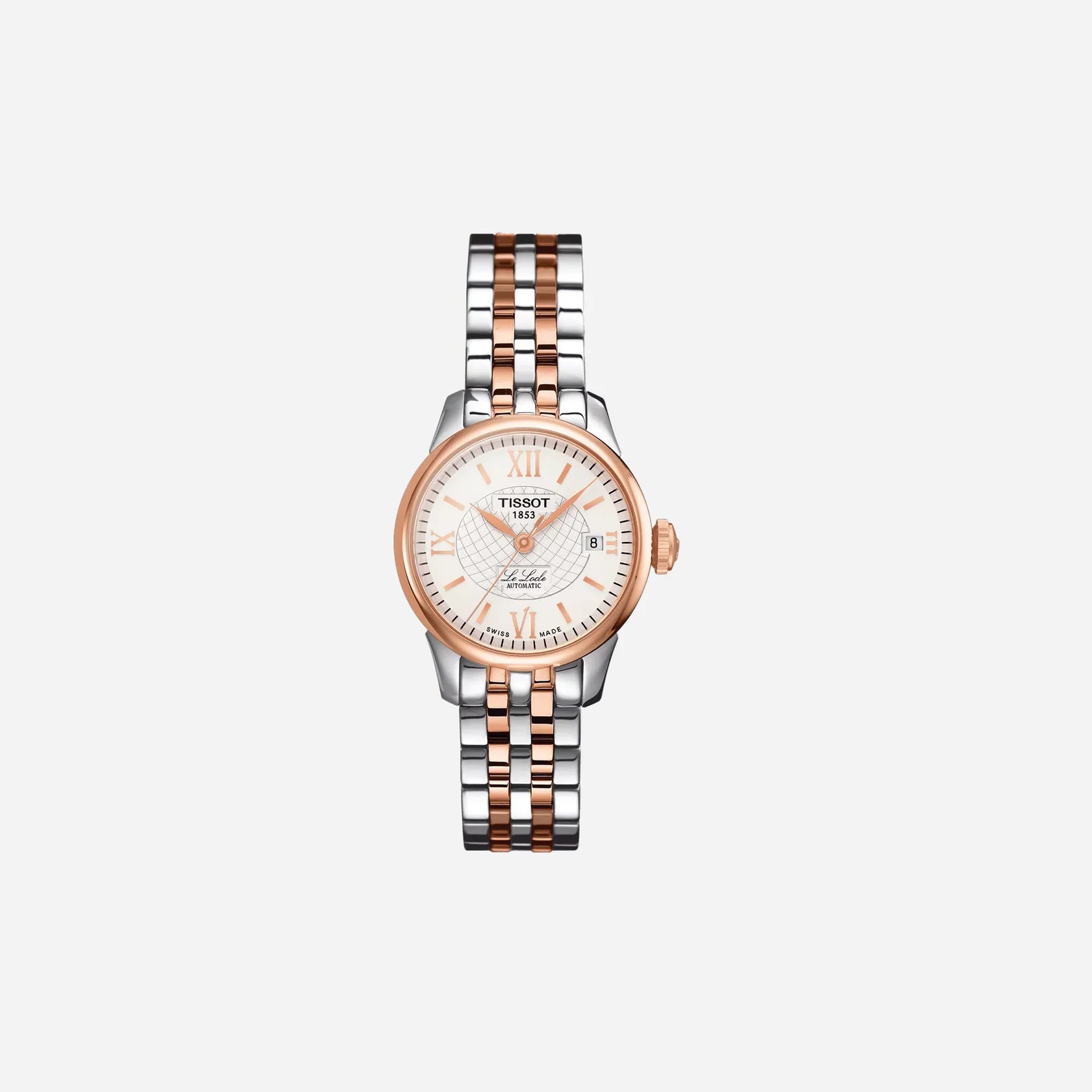 Tissot Le Locle Automatic Small lady 25.30mm Silver Dial Grey/Rose Gold PVD Stainless Steel Watch