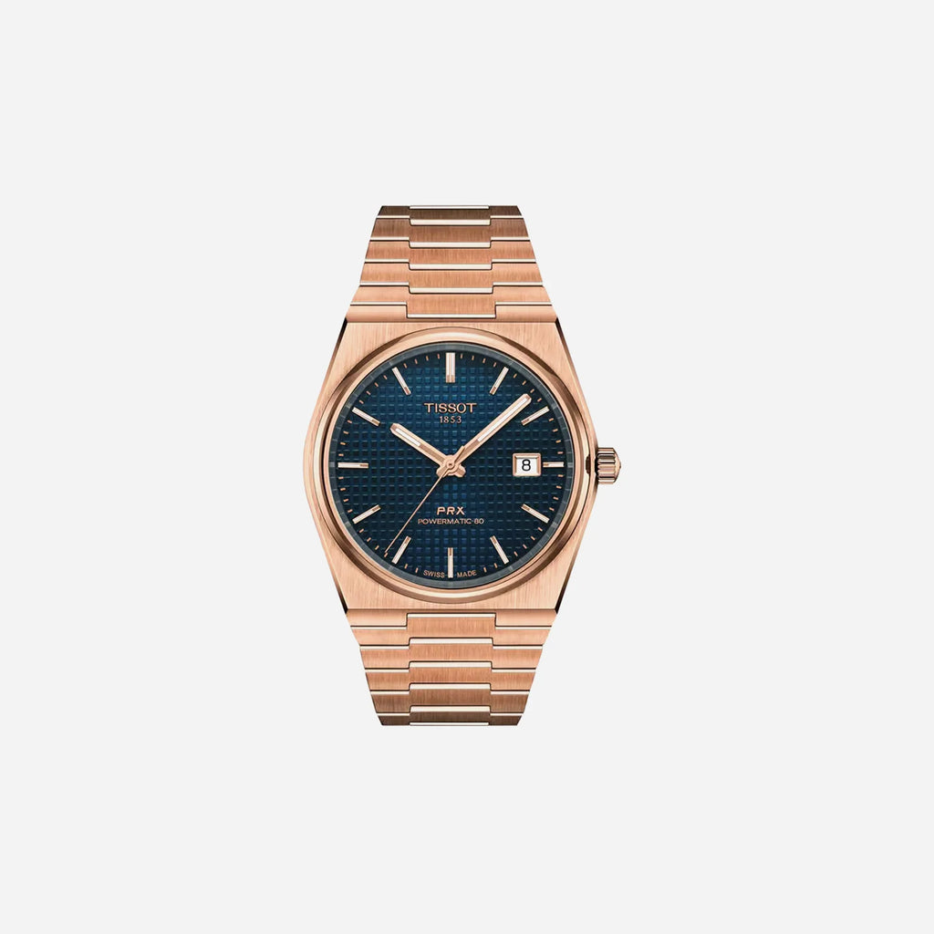 Tissot PRX Powermatic 80 40mm Blue Dial Rose Gold 5N Stainless Steel Automatic Watch