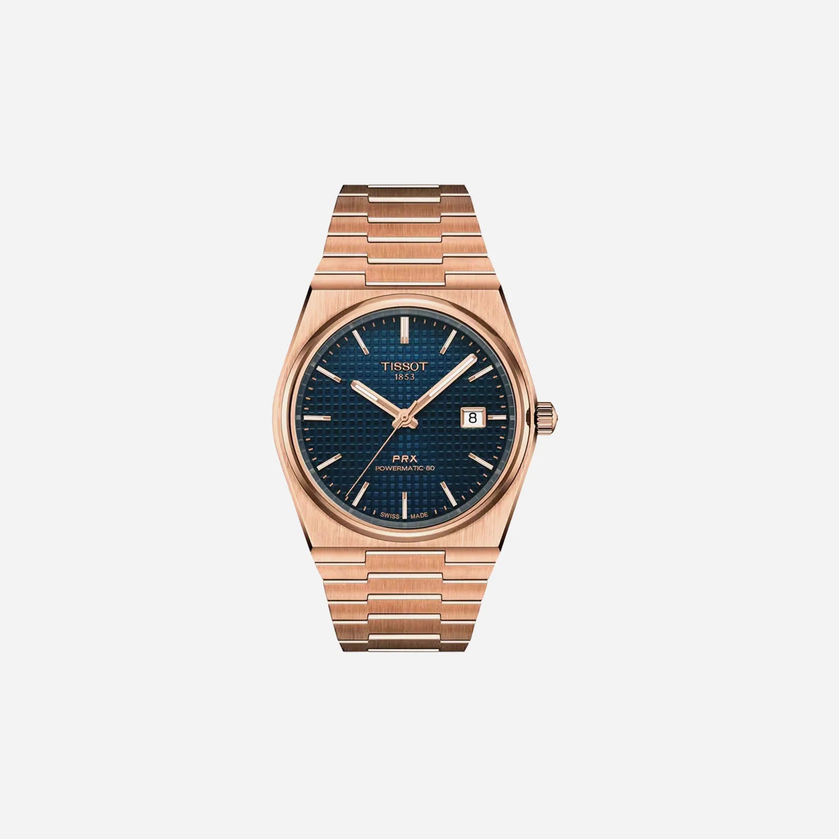 Tissot PRX Powermatic 80 40mm Blue Dial Rose Gold 5N Stainless Steel Automatic Watch