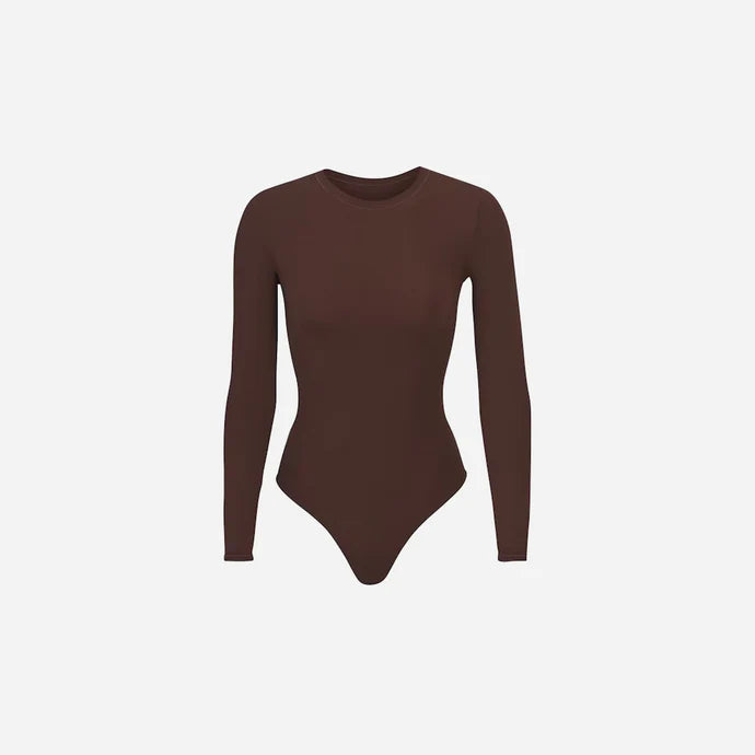 Skims Long Sleeve Crew Neck Bodysuit Fits Everybody