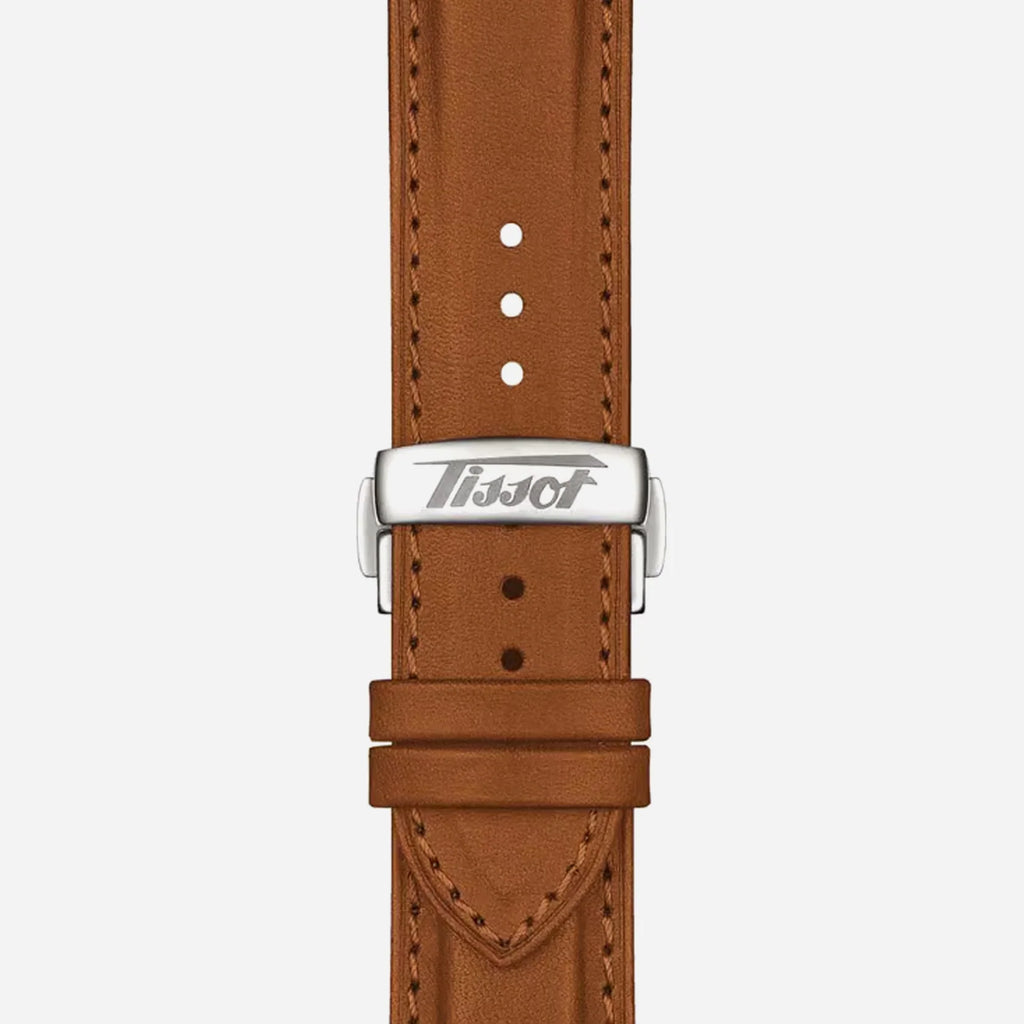 Tissot Telemeter 1938 Black Dial 42mm Light Brown Leather Strap Automatic Chronograph Watch