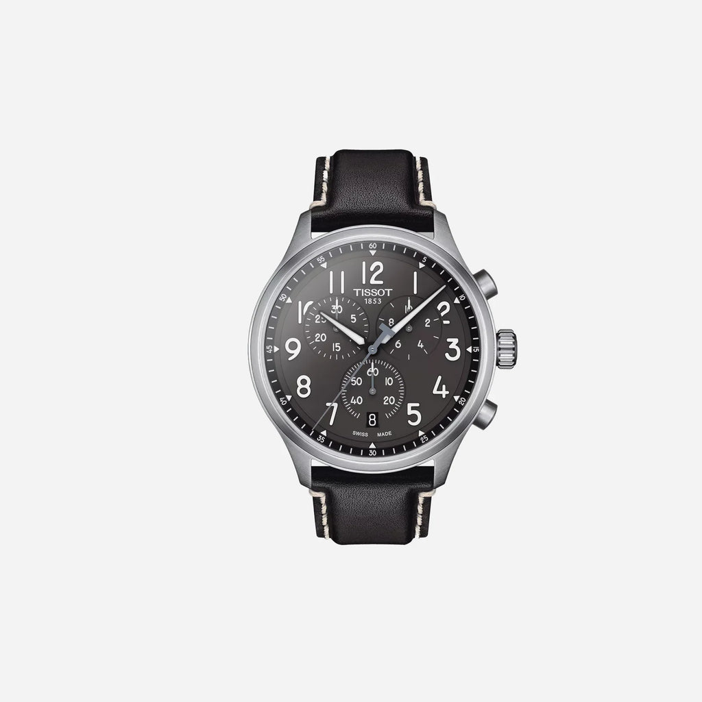 Tissot Chrono XL Anthracite Dial Black Leather Strap 45mm