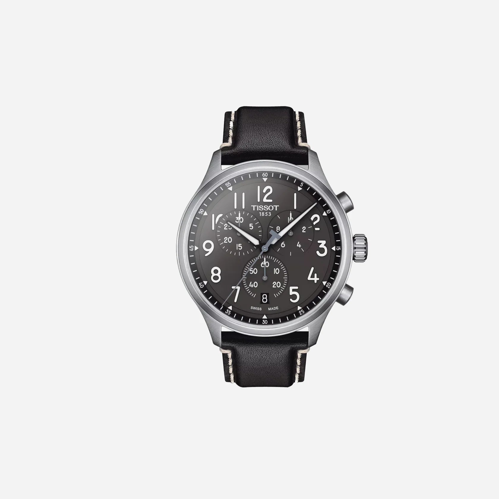 Tissot Chrono XL Anthracite Dial Black Leather Strap 45mm