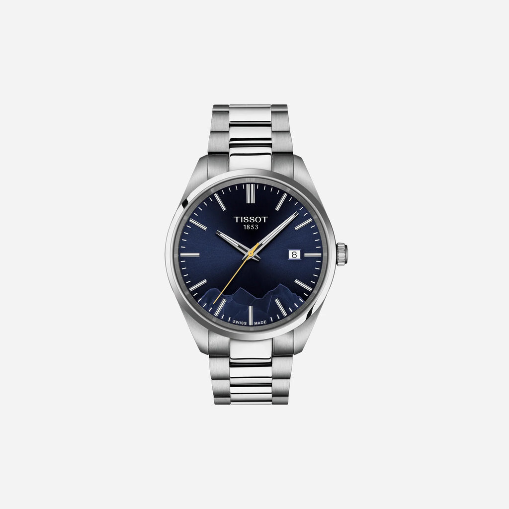 Tissot PR 100 Jungfraubahn Quartz Blue Dial 40mm Grey Stainless Steel Bracelet Watch