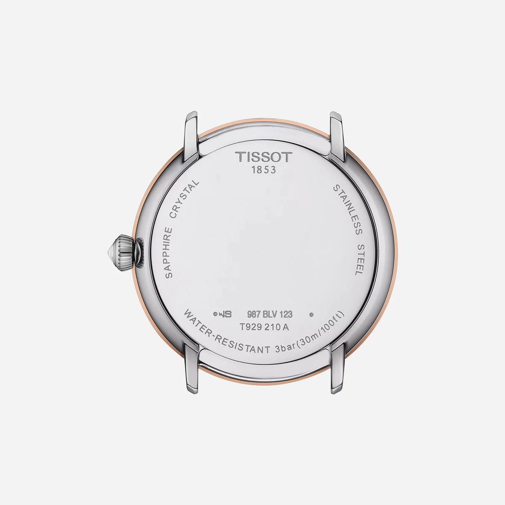 Tissot Glendora 18K Gold Black Dial 33mm Black Leather Strap Watch