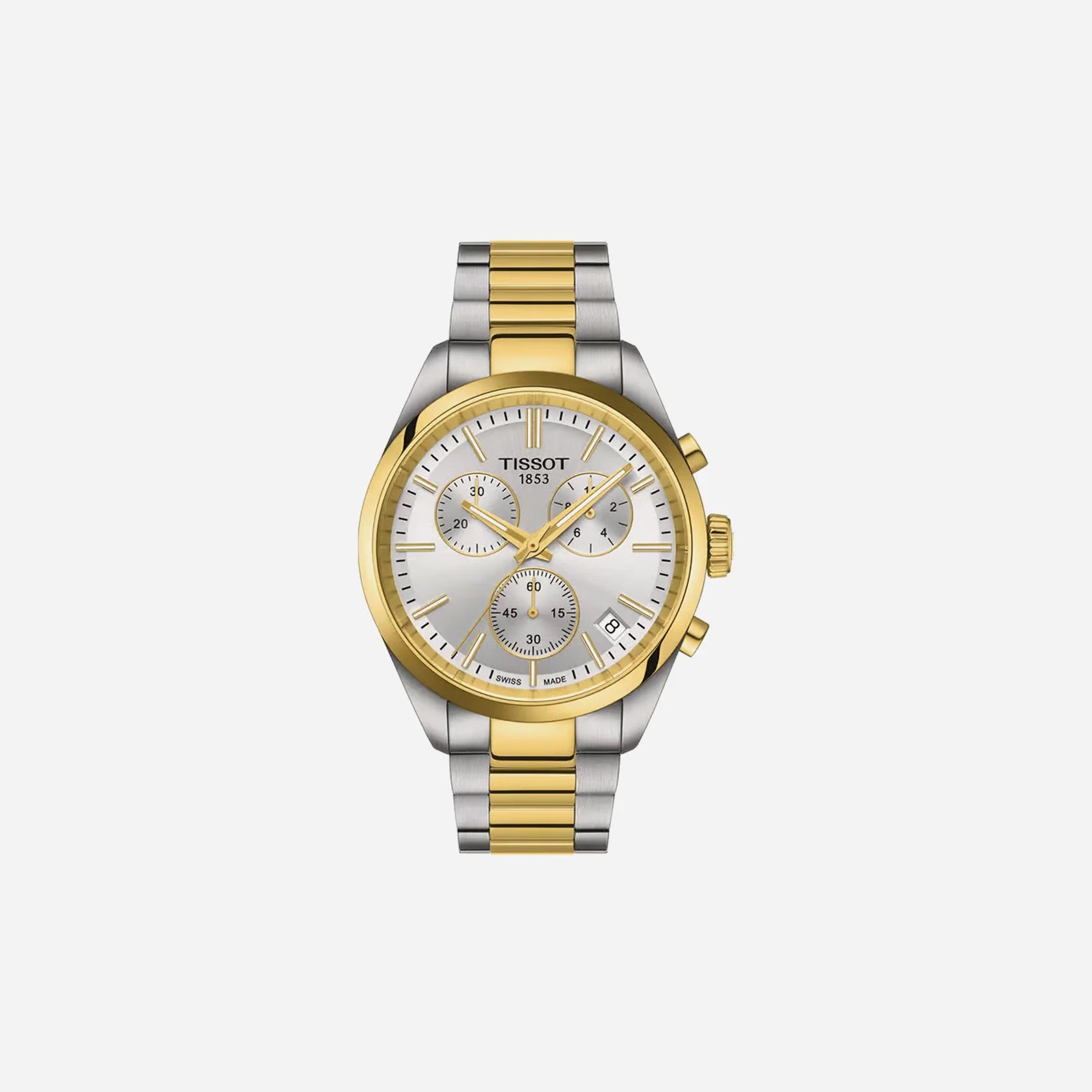 Tissot PR 100 Chronograph Silver Dial Grey & Yellow Gold PVD Stainless Steel Quartz Watch