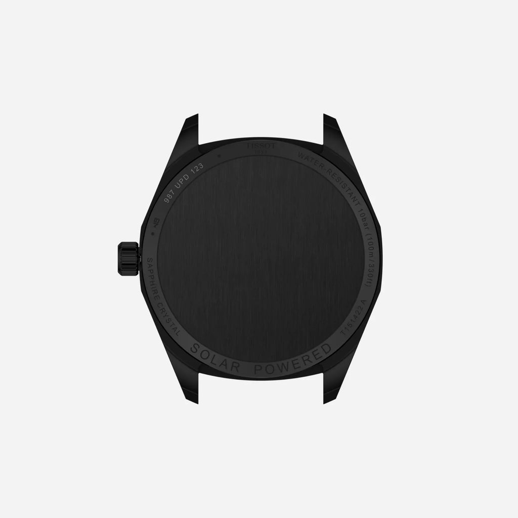 Tissot PRC 100 Solar Quartz Black Dial Black Leather Strap Watch 39mm