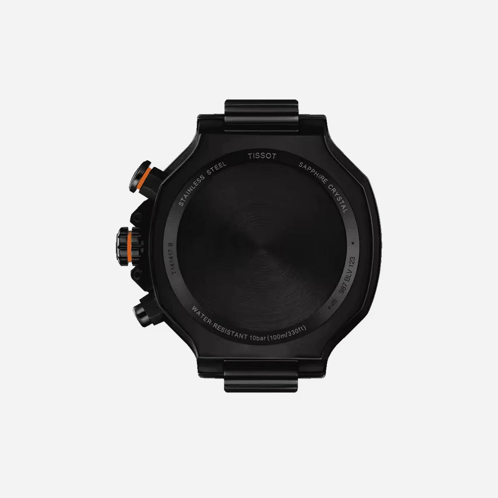 Tissot T-Race Orange Silicone Strap Black Dial 45mm Quartz Chronograph Watch