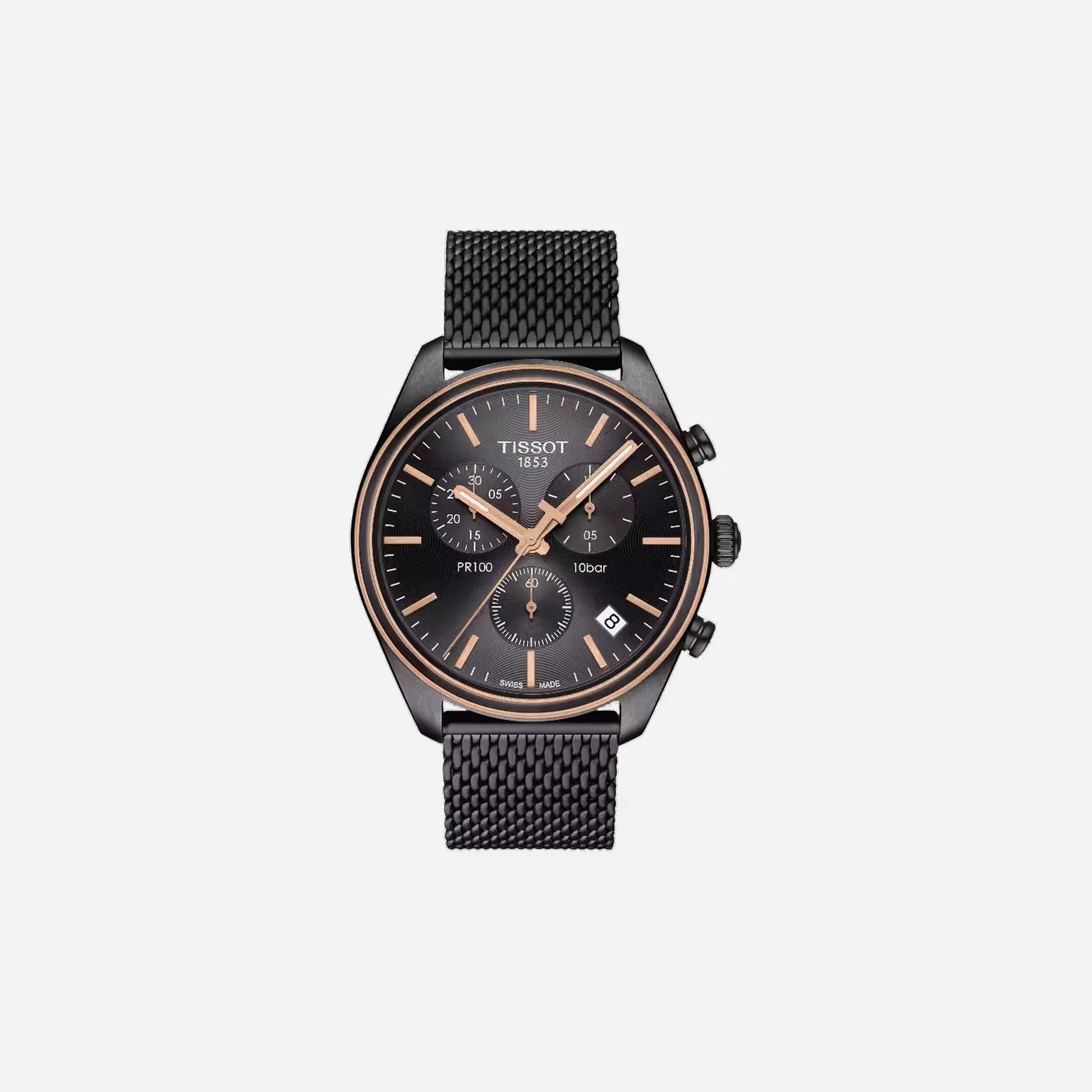 Tissot PR 100 Chronograph Black Dial Two-Tone Bracelet 41mm