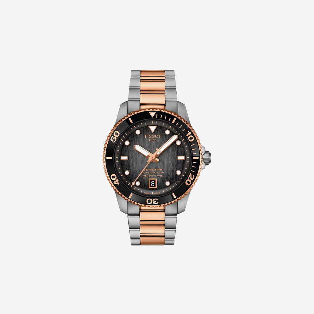 Tissot Seastar 1000 Powermatic 80 Black Dial Two-Tone Rose Gold 40mm