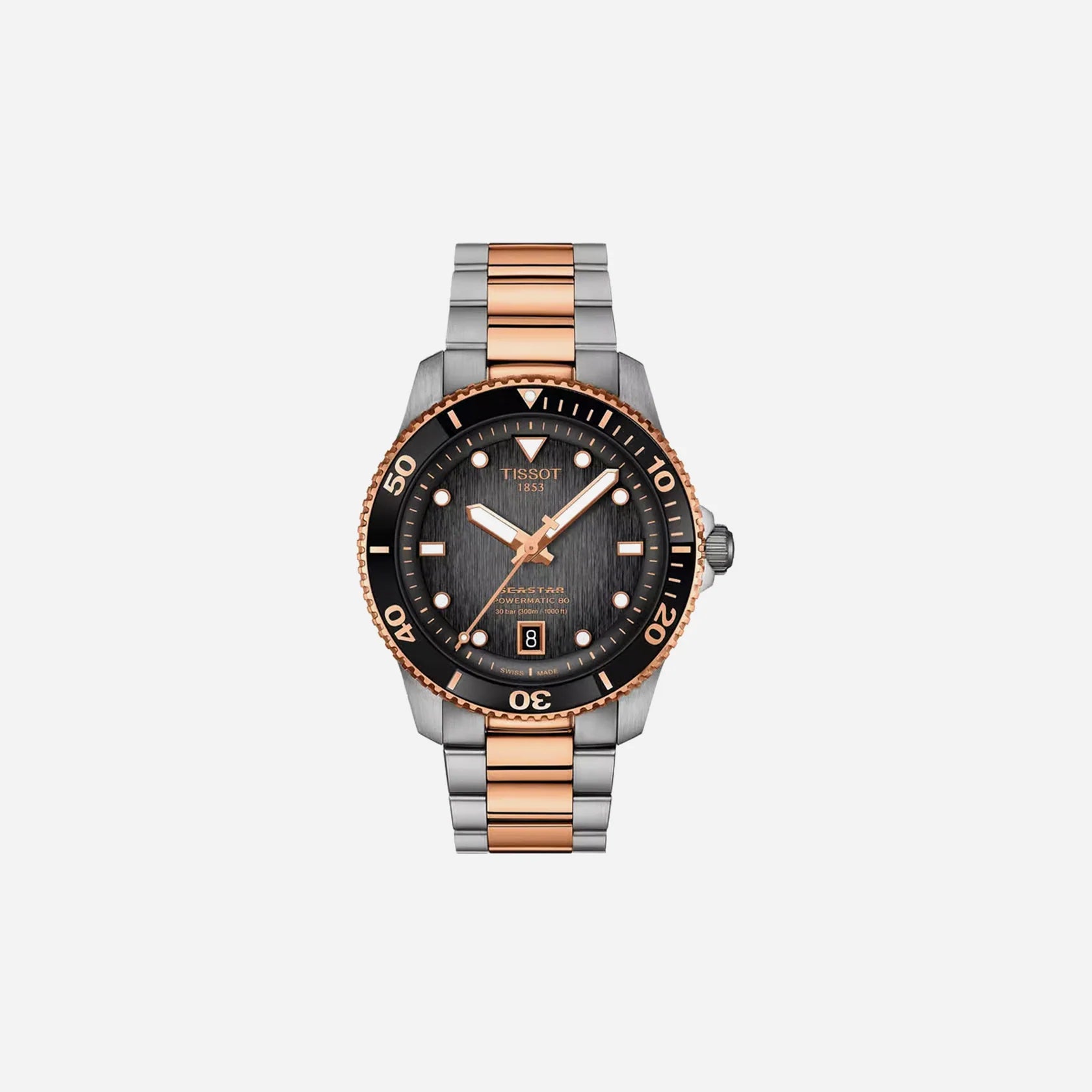 Tissot Seastar 1000 Powermatic 80 Black Dial Two-Tone Rose Gold 40mm