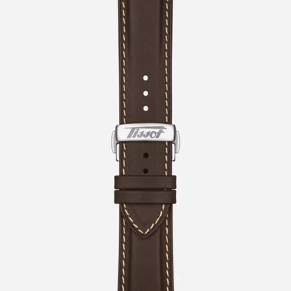 Tissot Telemeter 1938 Silver Dial 42mm Brown Leather Strap Automatic Chronograph Watch