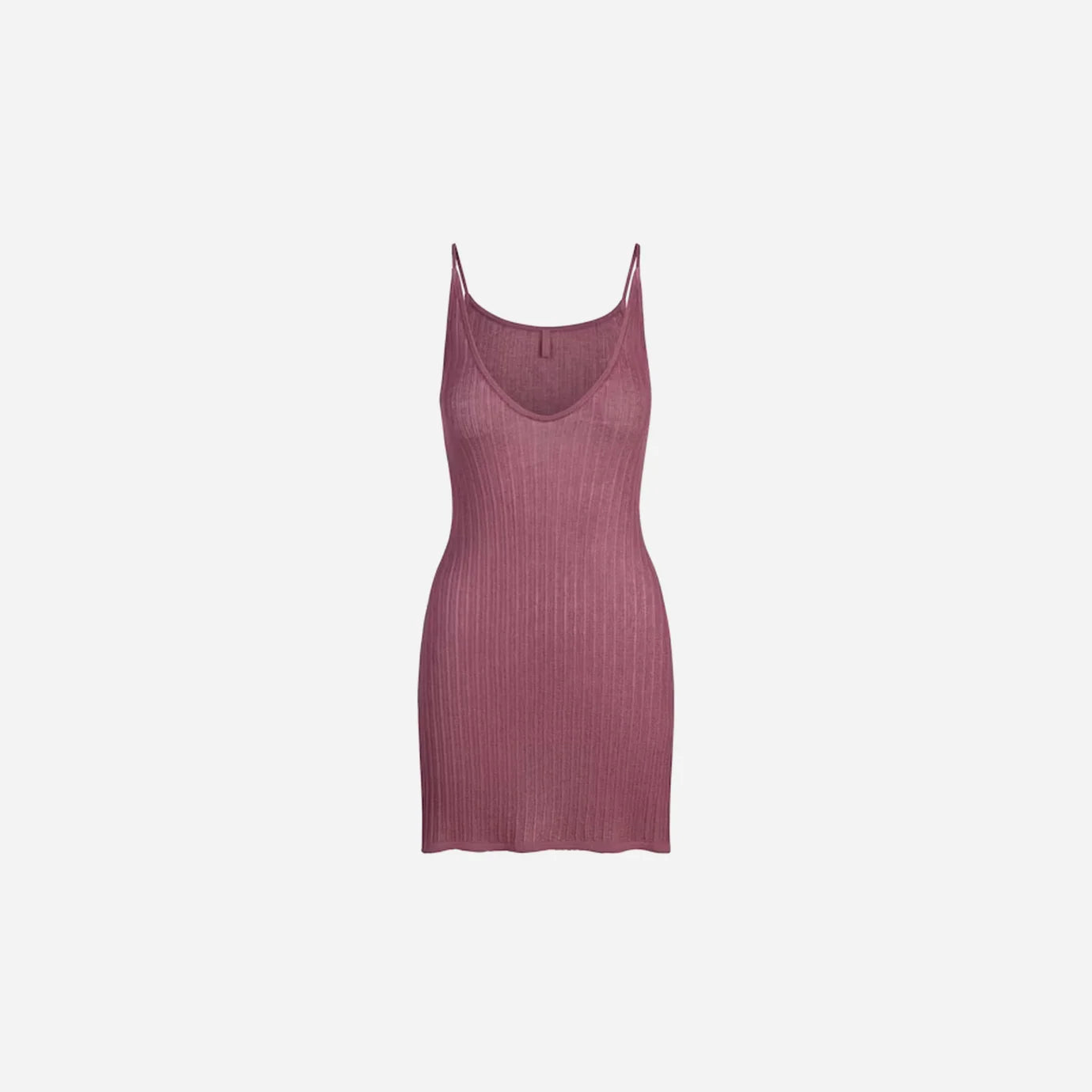 SKIMS Sheer Knit Mini Plunge Dress Beet
