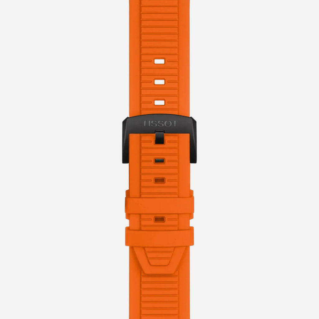 Tissot T-Race Orange Silicone Strap Black Dial 45mm Quartz Chronograph Watch