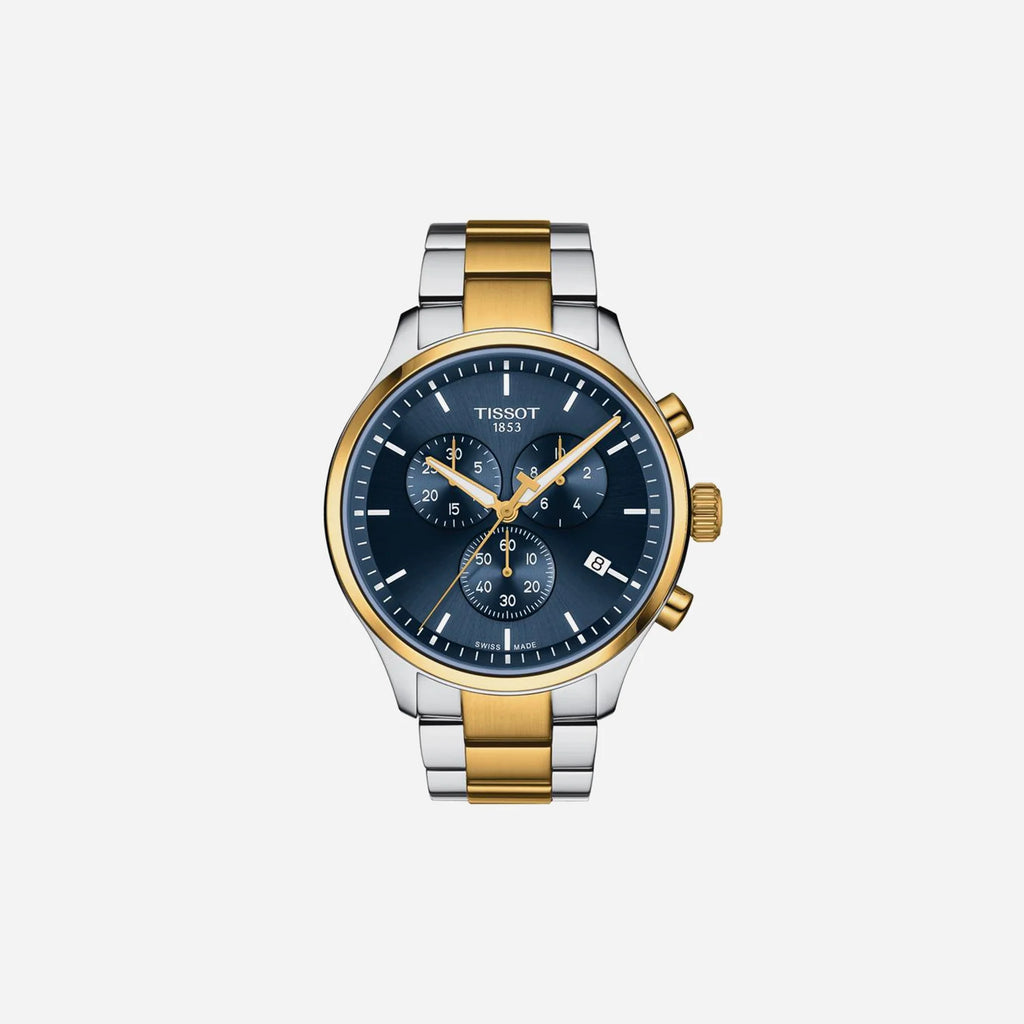 Tissot Chrono XL Classic Blue Dial Grey and Yellow Gold PVD 45mm