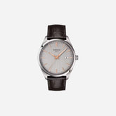 Tissot PR 100 Quartz Silver Dial 40mm Brown Leather Strap Watch