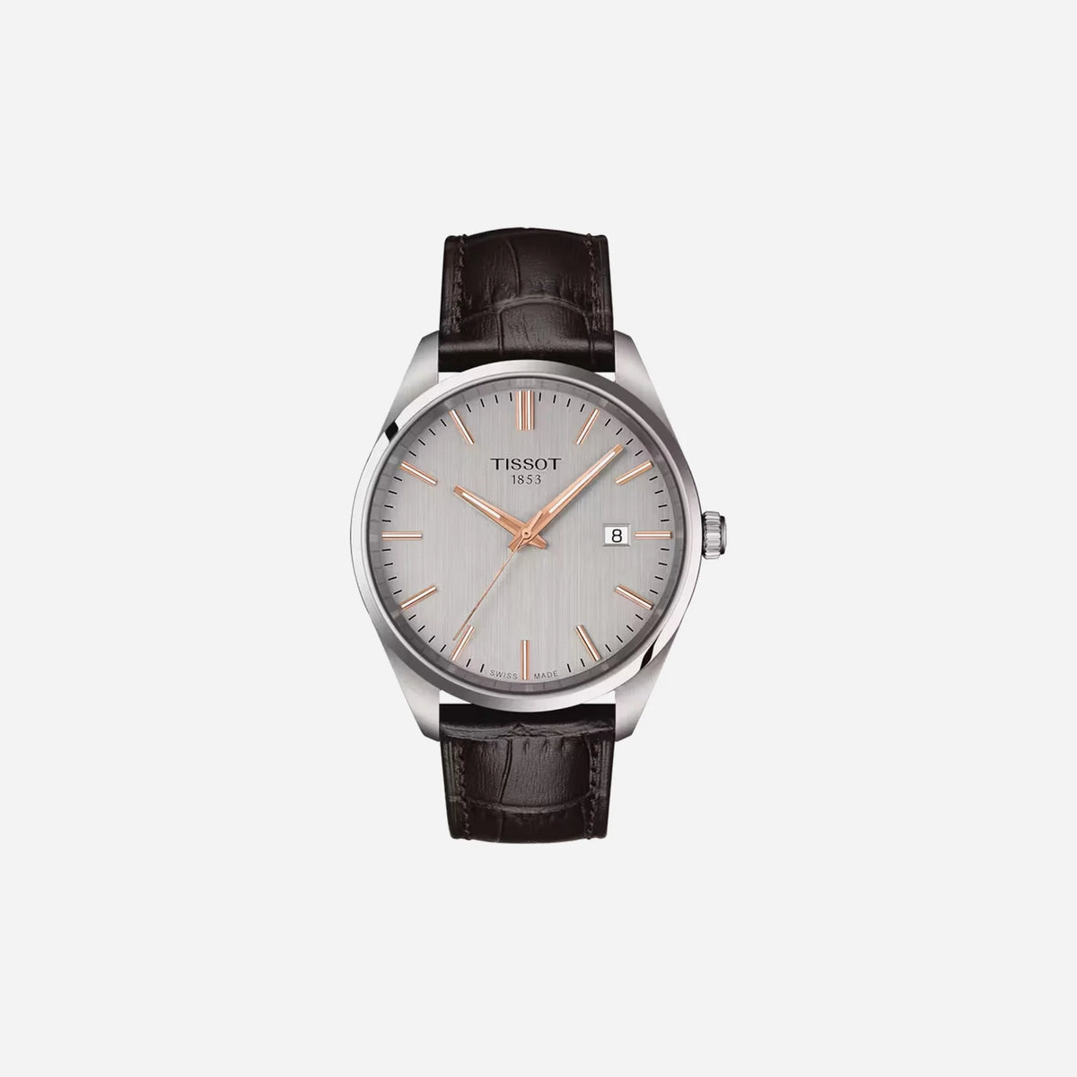 Tissot PR 100 Quartz Silver Dial 40mm Brown Leather Strap Watch