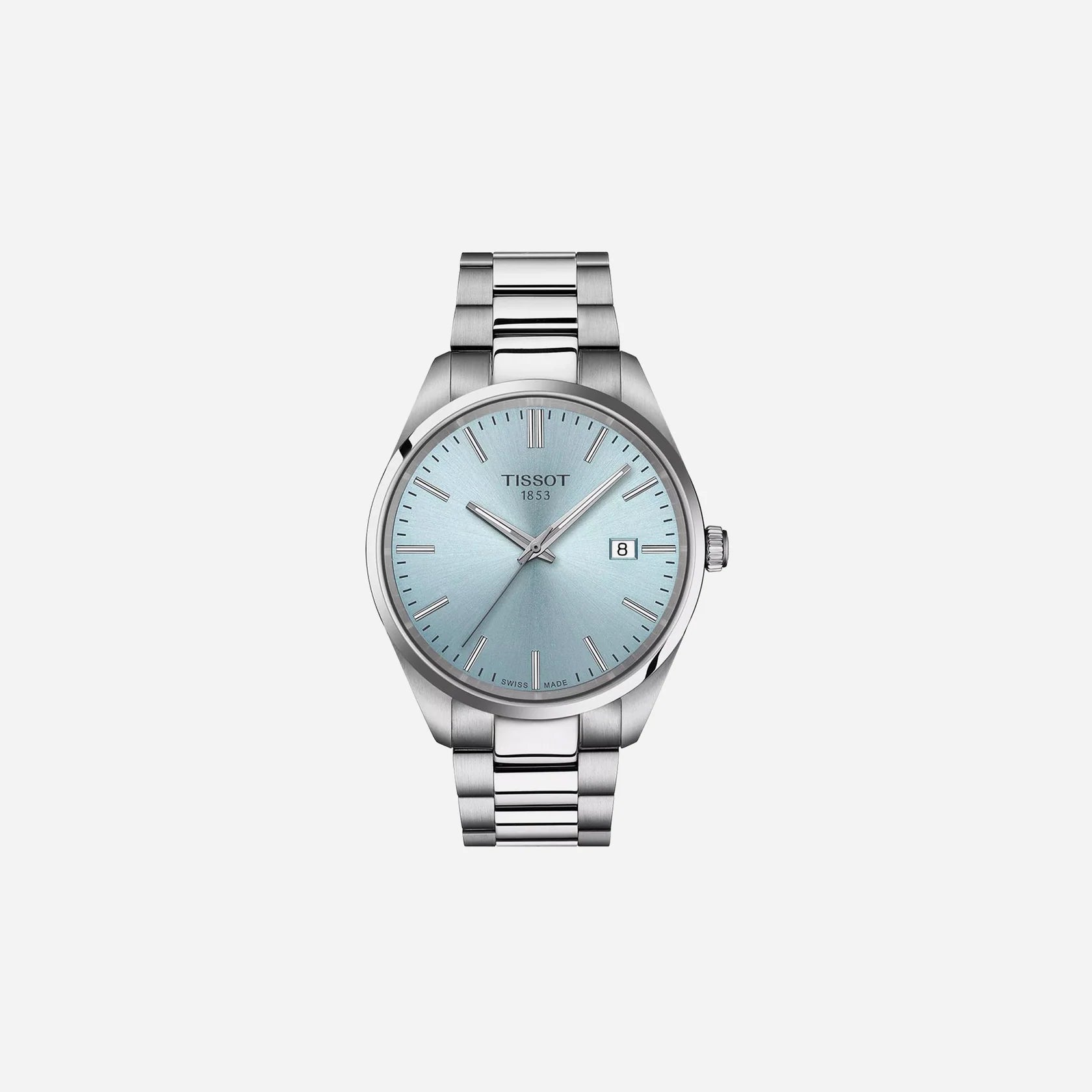 Tissot PR 100 Quartz Ice Blue Dial 40mm Grey Stainless Steel Bracelet Watch