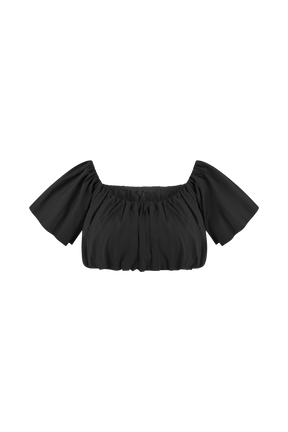Autumn Off Shoulder Bubble Top - Black