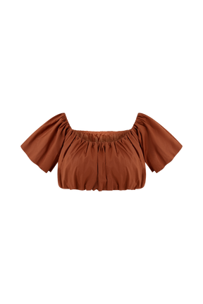 Autumn Off Shoulder Bubble Top - Burnt Orange