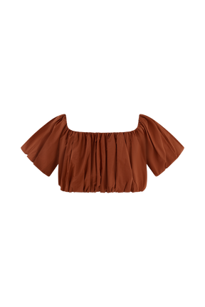 Autumn Off Shoulder Bubble Top - Burnt Orange