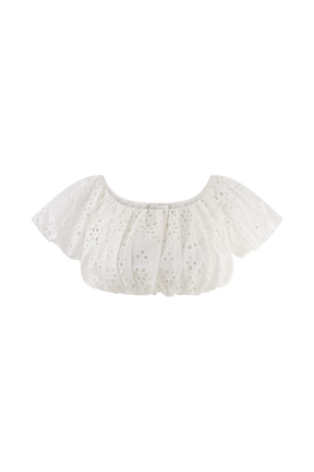 Autumn Off Shoulder Broderie Top - White