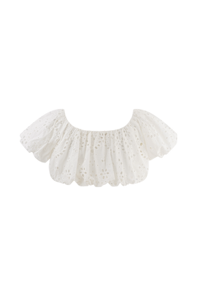 Autumn Off Shoulder Broderie Top - White