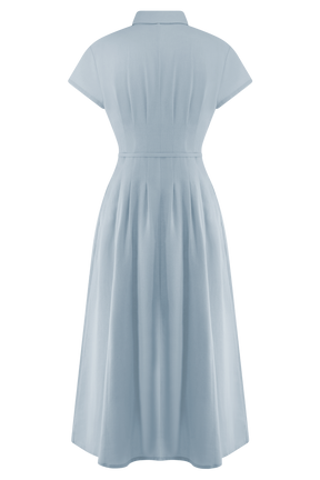 Aysha Buttoned Linen Midi Dress - Cornflower Blue