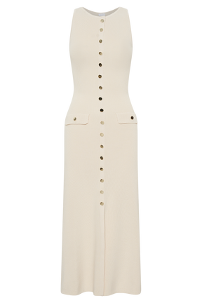 Sawyer Sleeveless Buttoned Maxi Dress - Ivory