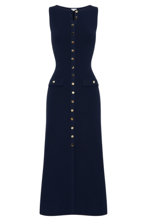 Sawyer Sleeveless Buttoned Maxi Dress - Navy
